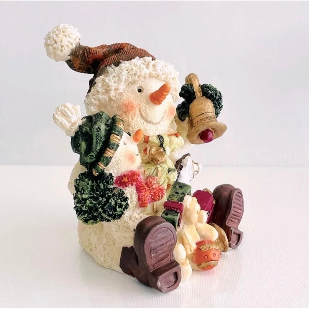 Vintage Ceramic Snowman Figurine Christmas Ornament Holiday Decor 5”